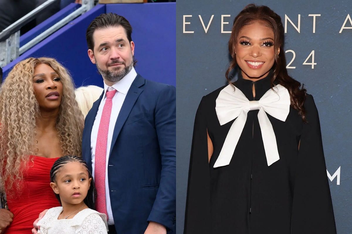 Serena Williams, her husband, Alexis Ohanian, and Gabby Thomas - Source: getty