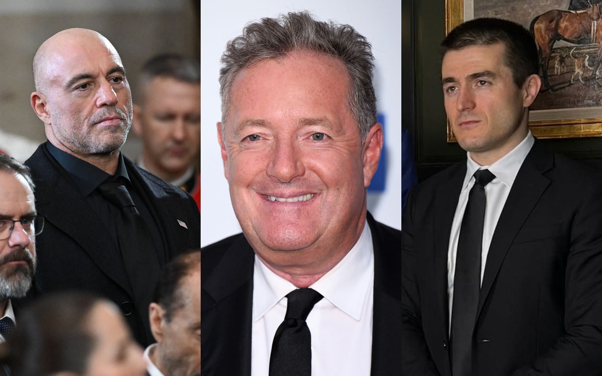 Joe Rogan (left) and Lex Fridman (right) weighed in on a recent intense debate hosted by Piers Morgan (middle) [Images courtesy: Getty Images, and @lexfridman on Instagram]