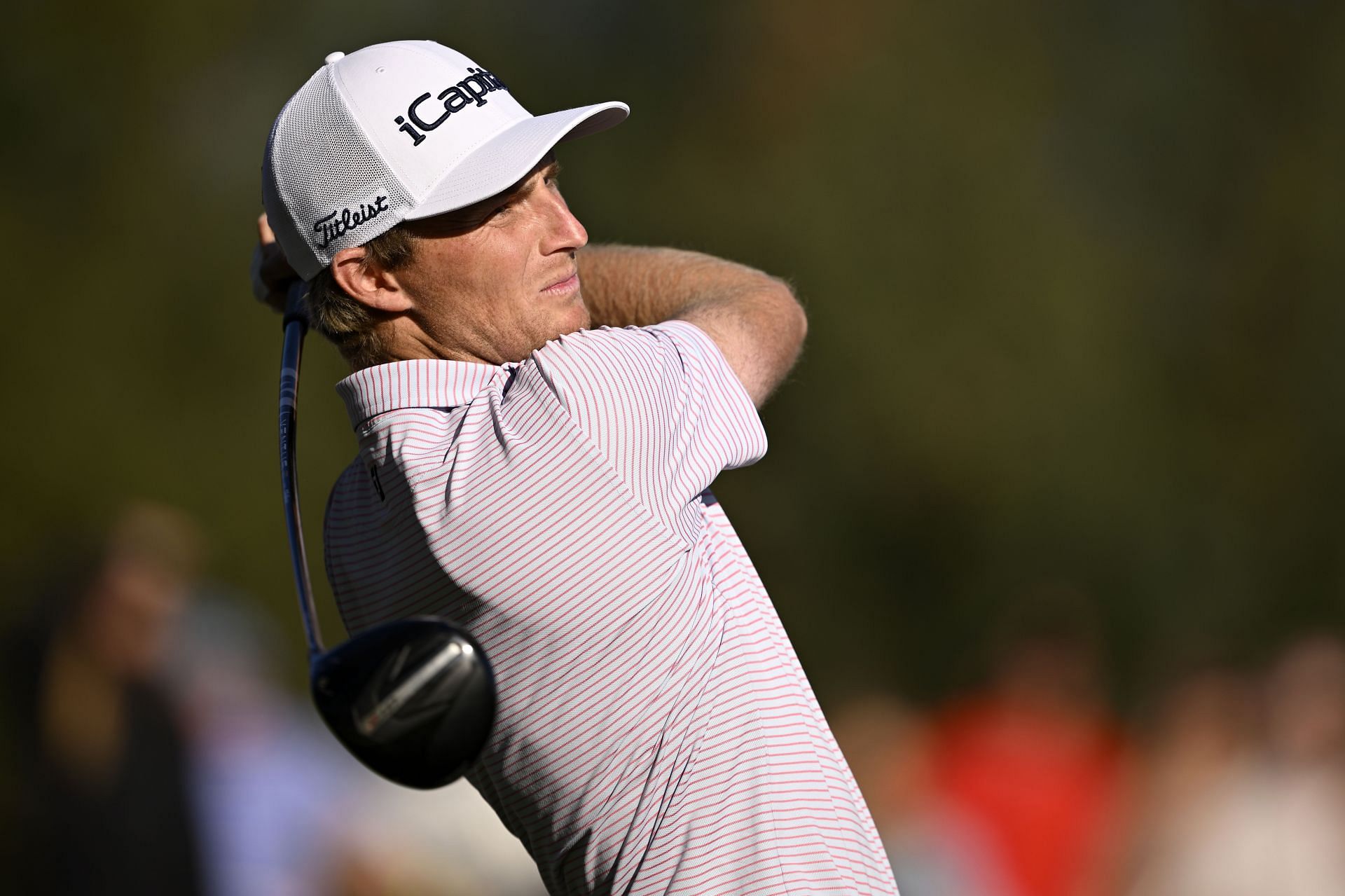 Will Zalatoris hits his driver during the third round of The American Express. (Image Source: Getty)