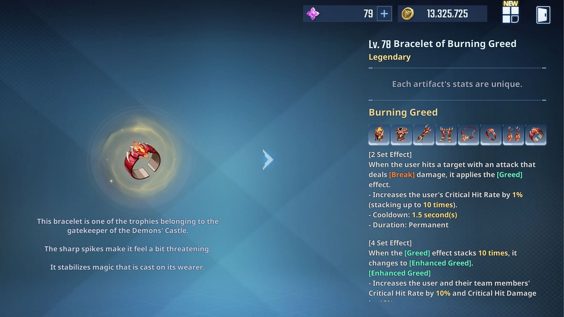 Burning Greed is one of the best artifacts for Esil build (Image via Netmarble)