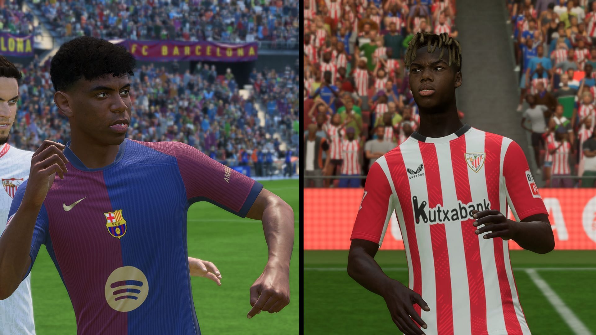 Lamine Yamal and Nico Williams in EA FC 25 (Images via EA Sports)