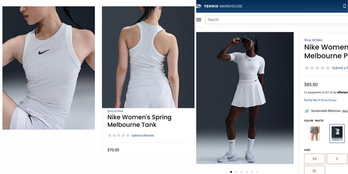 Raducanu&#039;s Nike outfit available on nike.com and tennis-warehouse.com