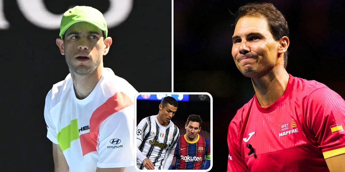 Nuno Borges (L); Cristiano Ronaldo and Lionel Messi (inset); Rafael Nadal | Images: Getty