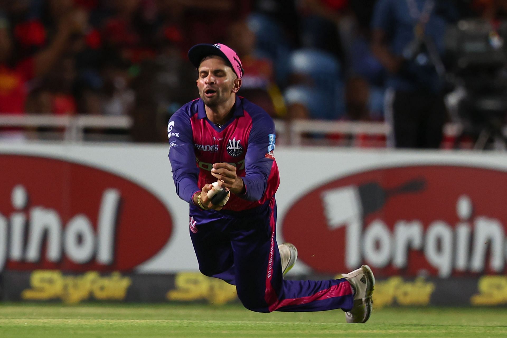 Keshav Maharaj in action for the Barbados Royals in CPL 2024.