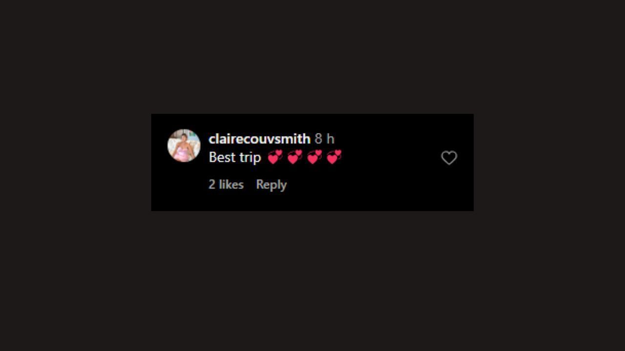 Josh Smith&#039;s wife Claire&#039;s comment (Image Source: @joshsmith8/Instagram)