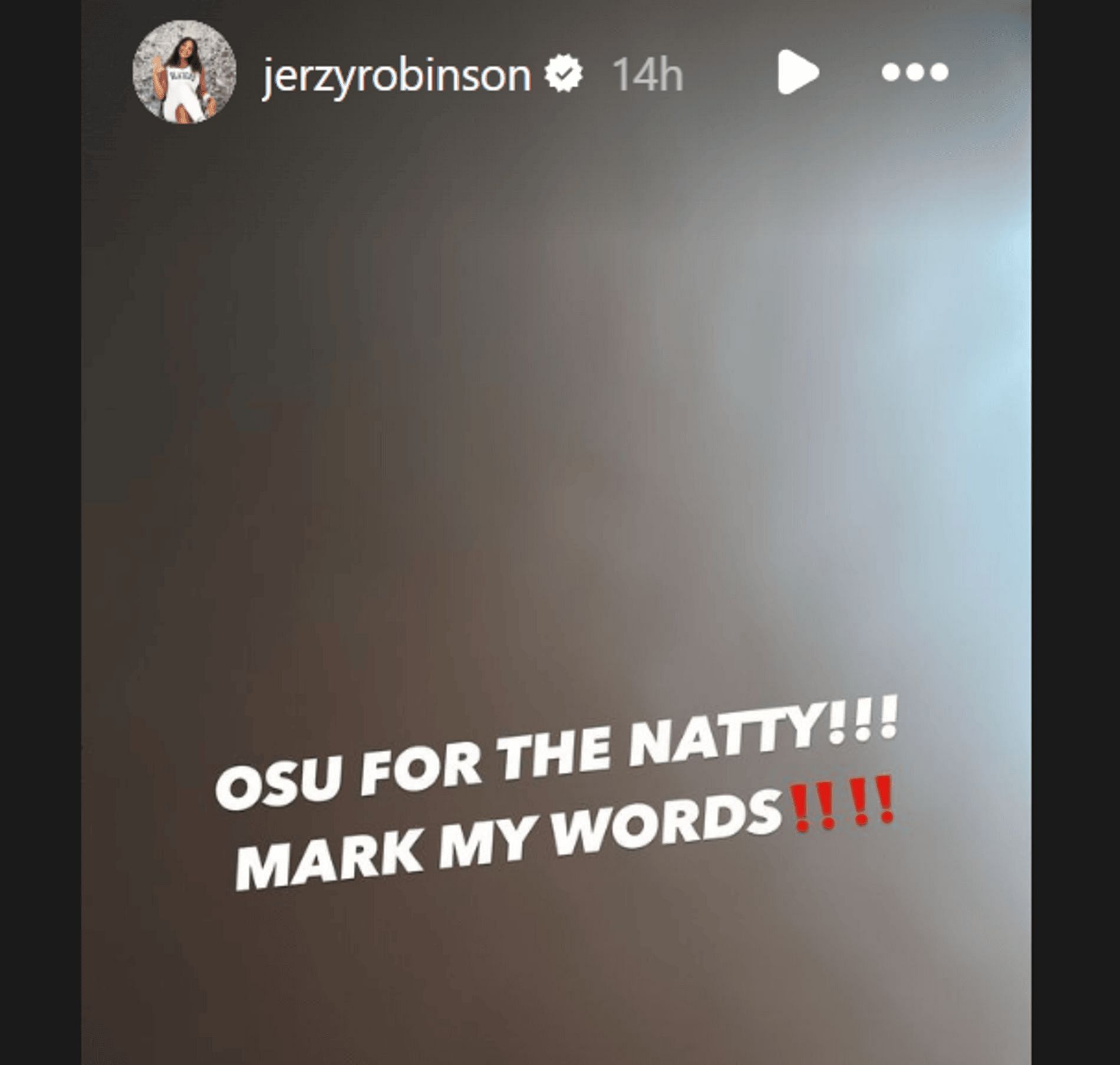 Jerzy Robinson predicts Ohio State will win the CFP title against Notre Dame (Source: Instagram/jerzyrobinson)