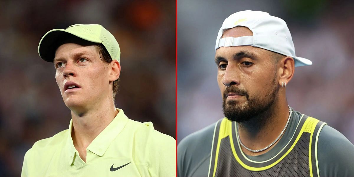 Jannik Sinner (L) Nick Kyrgios (R). (Images: All via Getty)