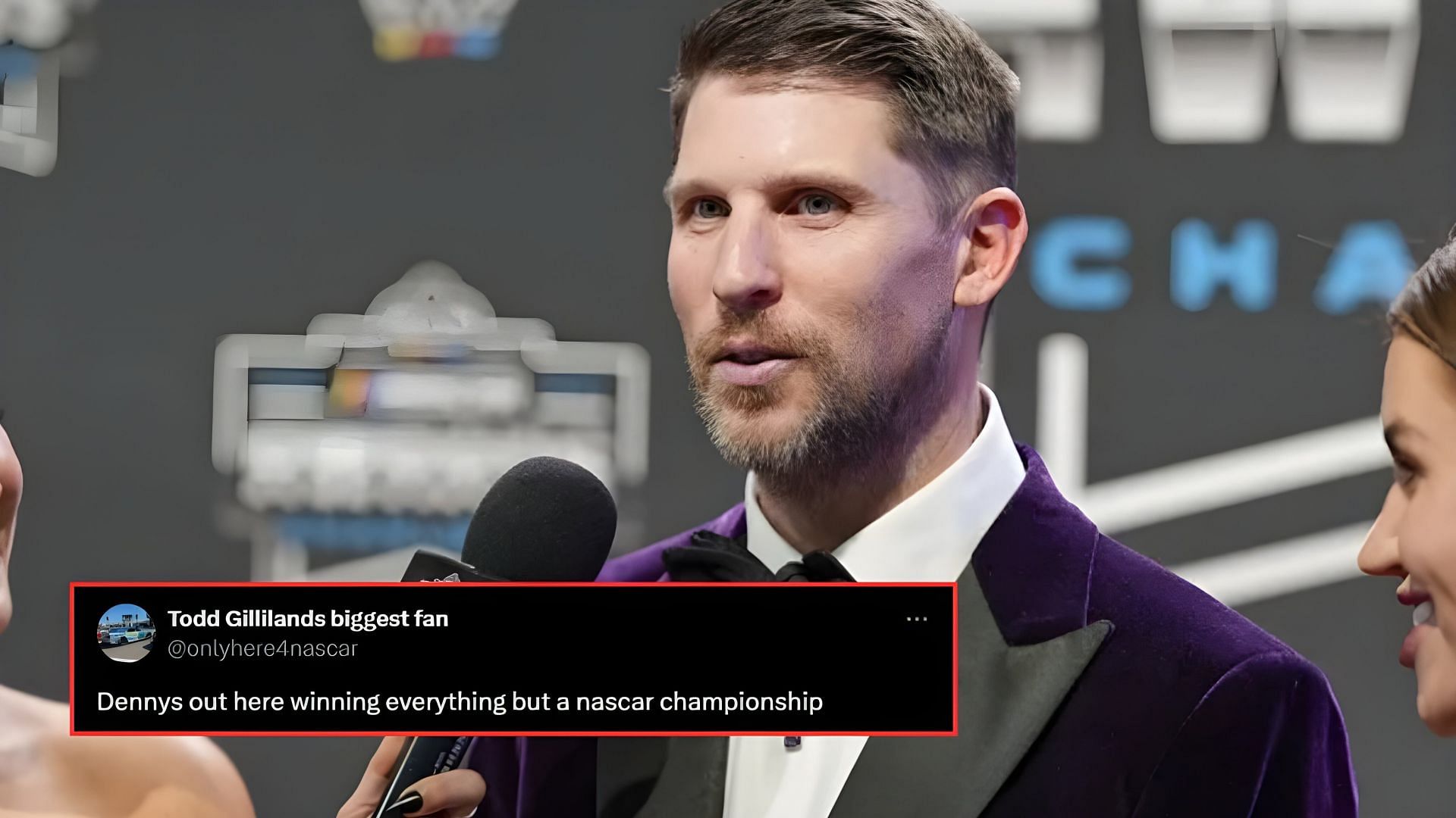 Denny Hamlin during the NASCAR Awards Banquet at Charlotte Convention Center. Via: Imagn