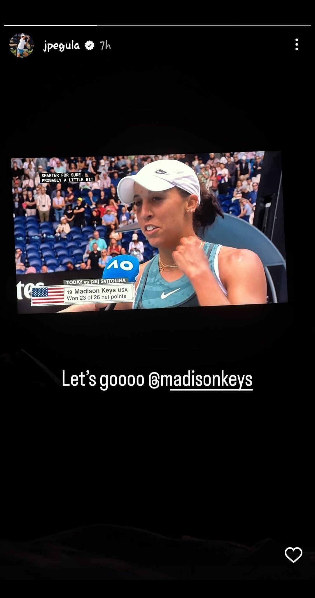 Source - Jessica Pegula Instagram story