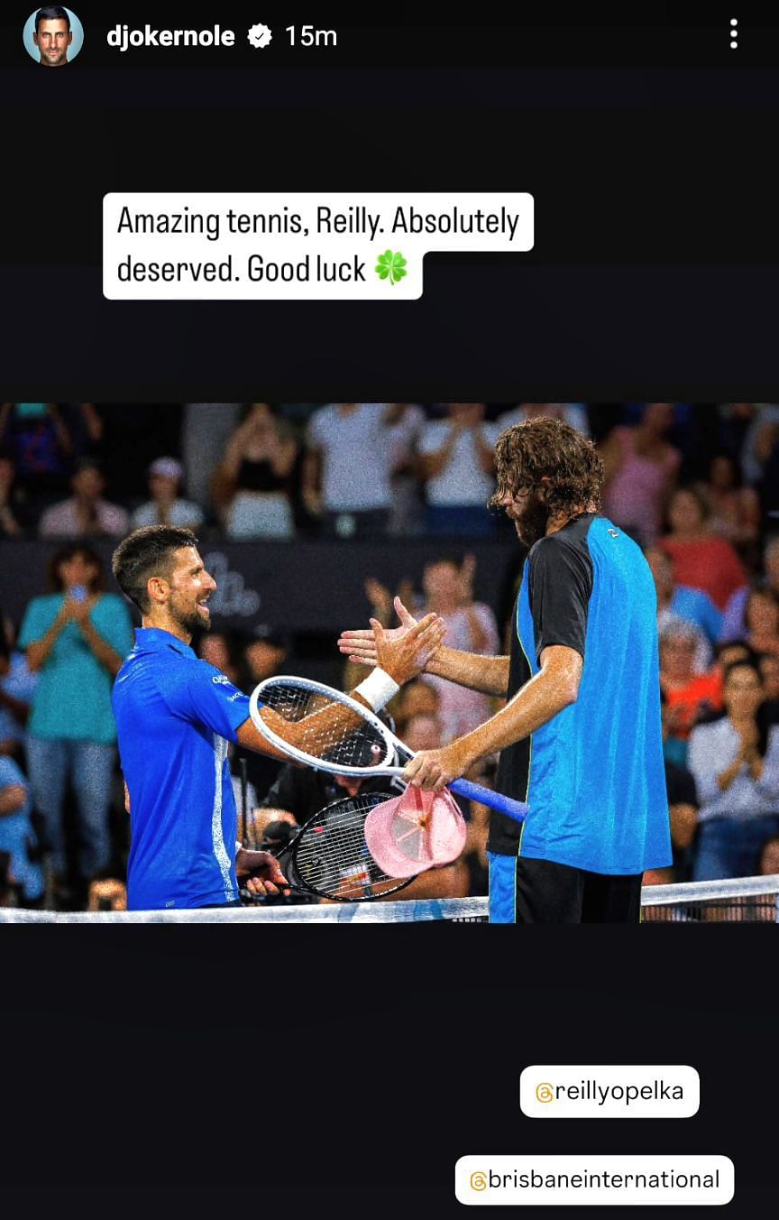 Via Novak Djokovic&#039;s Instagram stories