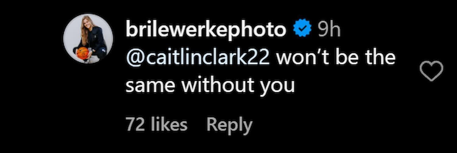 Lewerke&#039;s response to Clark in the comment under her post (Photo credits: @brilewerkephoto/Instagram)