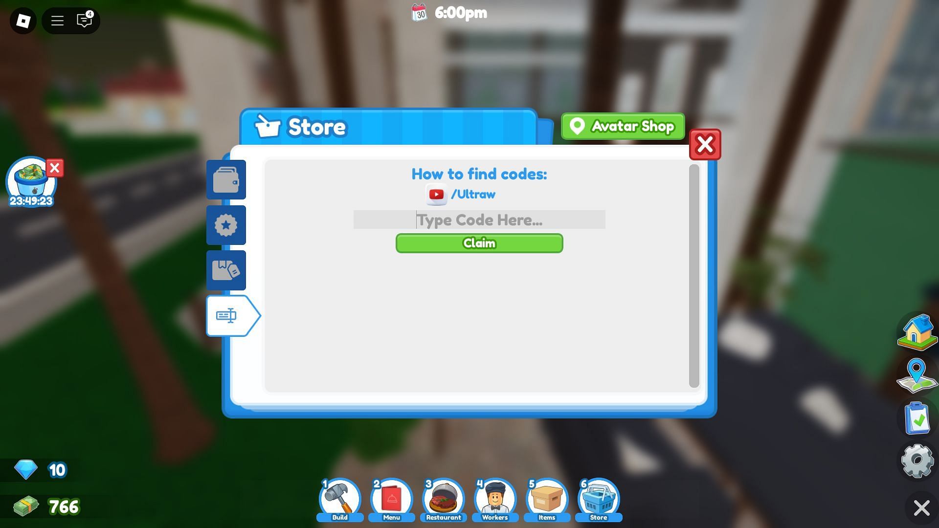 Codebox in Restaurant Tycoon 2 (Image via Roblox)