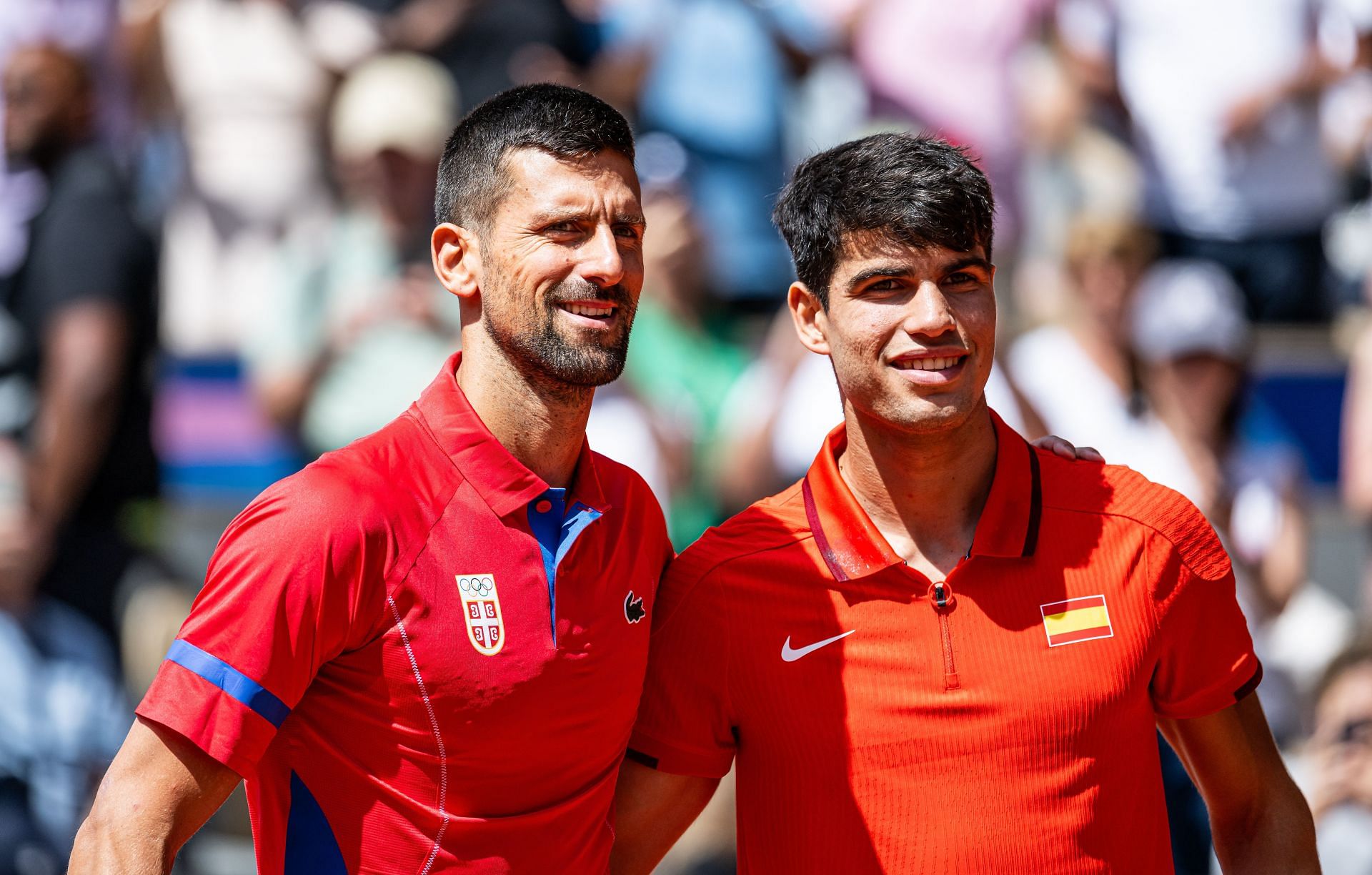 Novak Djokovic (L) and Carlos Alcaraz at the Olympic Games Paris 2024 - Source: Getty