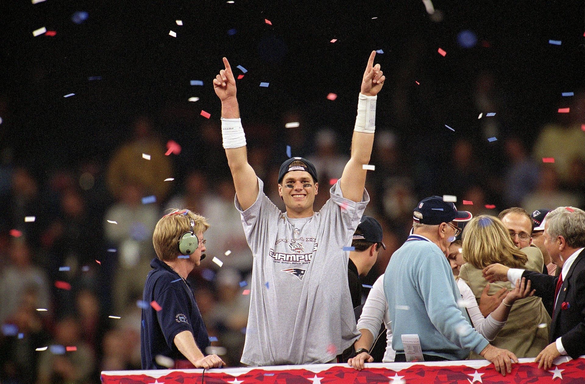 New England Patriots QB Tom Brady, Super Bowl XXXVI - Source: Getty