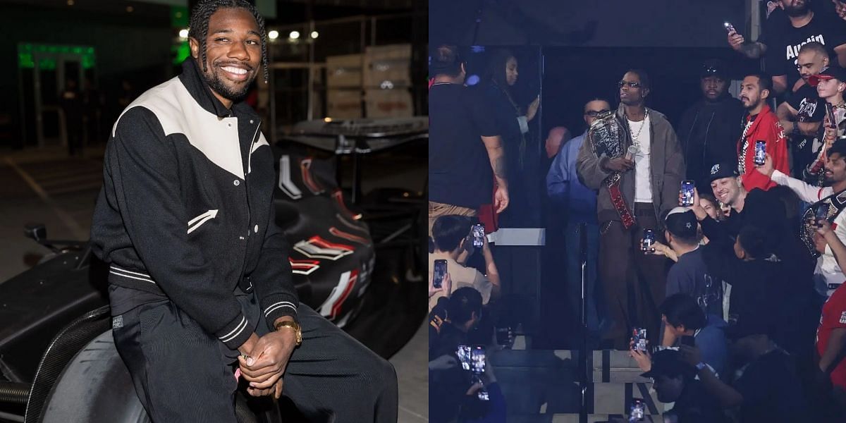 Noah Lyles and American rapper Travis Scott- Source: Getty