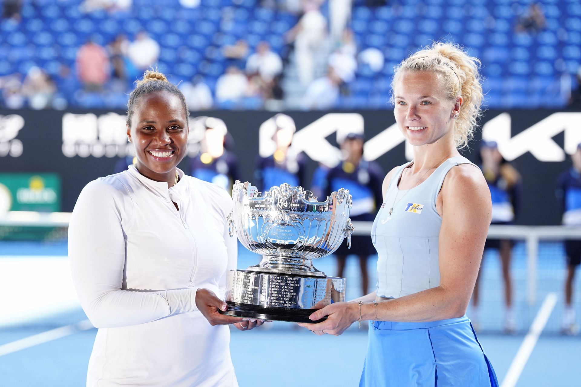 Katerina Siniakova (R) and Taylor Townsend at the 2025 Australian Open - Source: Getty