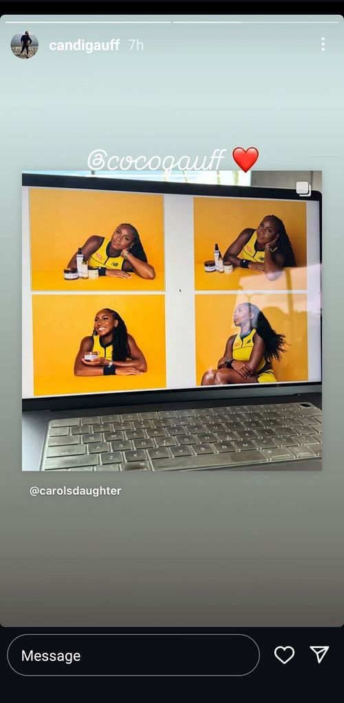 Screengrab of Candi Gauff's Instagram story [Image Source: Instagram]