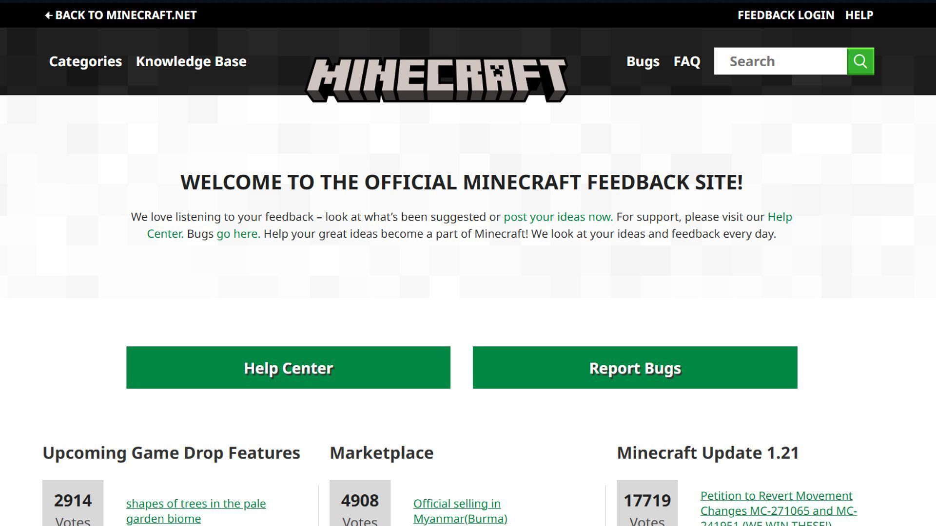 You can give your feedback about the Preview and Beta to influence the development (Image via Mojang Studios)