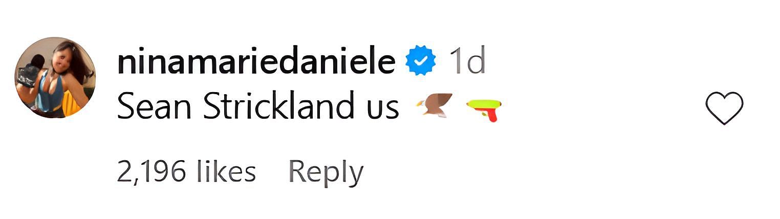 Nina-Marie Daniele&#039;s comment on @ufc&#039;s Instagram post.