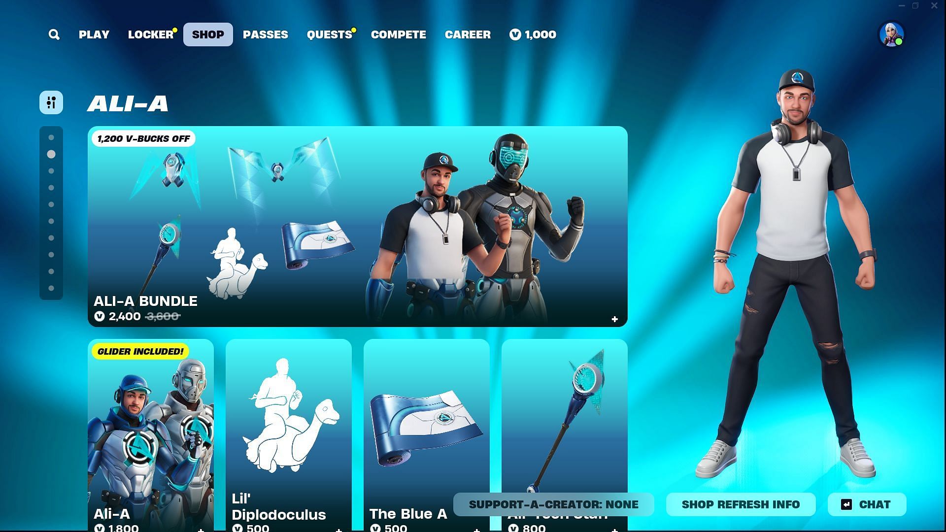 You can now purchase the Ali-A skin in Fortnite (Image via Epic Games)