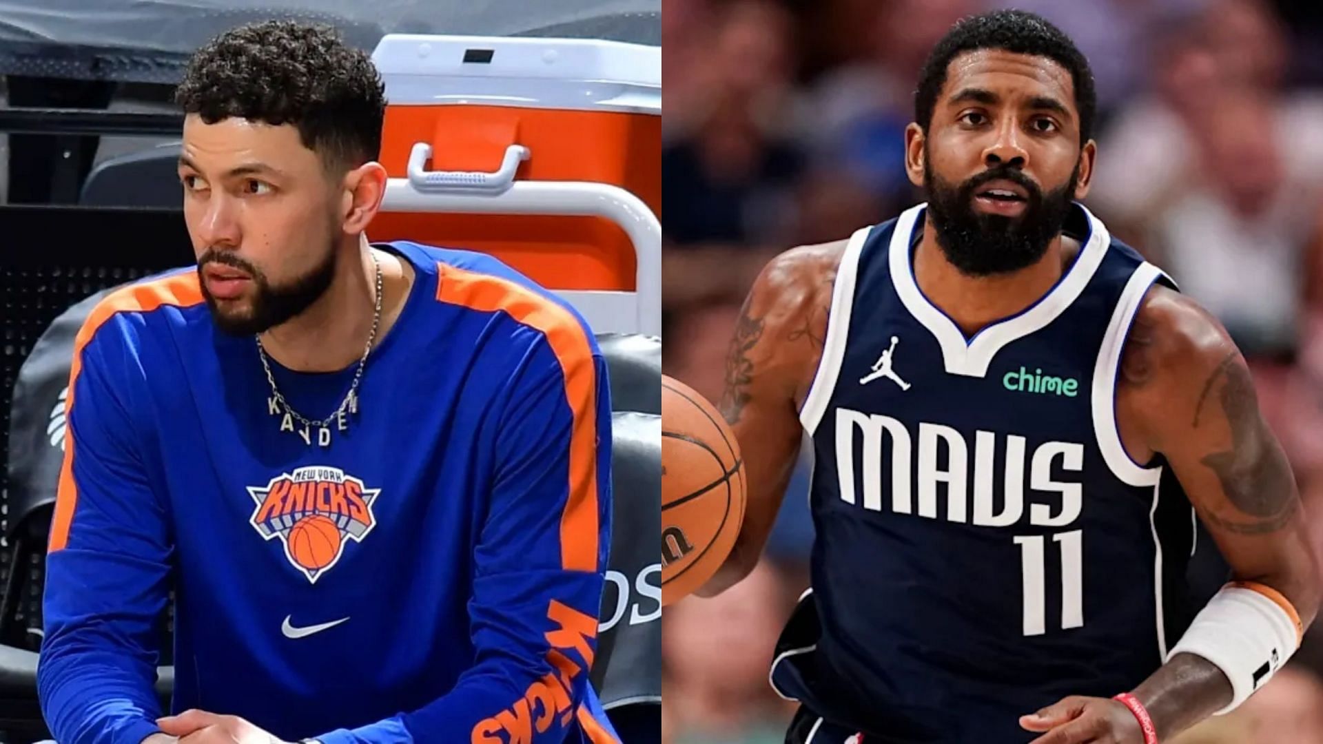 Austin Rivers (left) and Mavericks guard Kyrie Irving (right)- Source: Getty Images