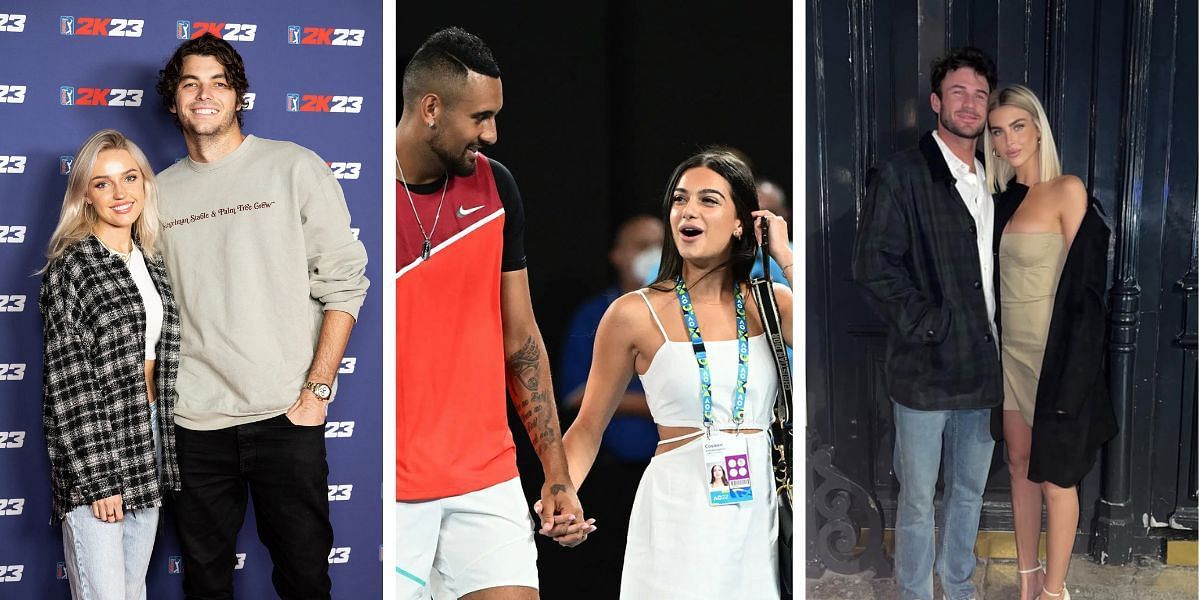 Taylor Fritz and Morgan Riddle (L), Nick Kyrgios and Costeen Hatzi (C) and Tommy Paul and Paige Lorenze (R); ( Source -  Getty Images and Instagram @tommypaull)