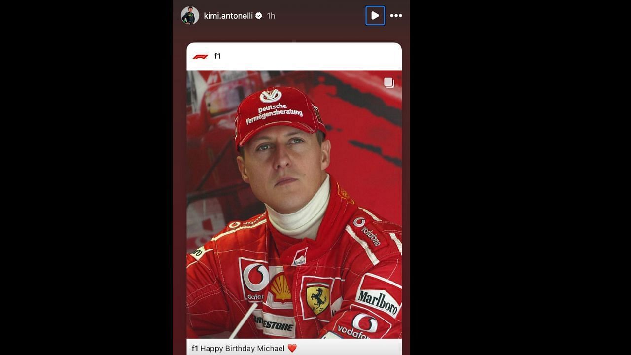 Kimi Antonelli wishes Michael Schumacher on 56th birthday [Source: Instagram]