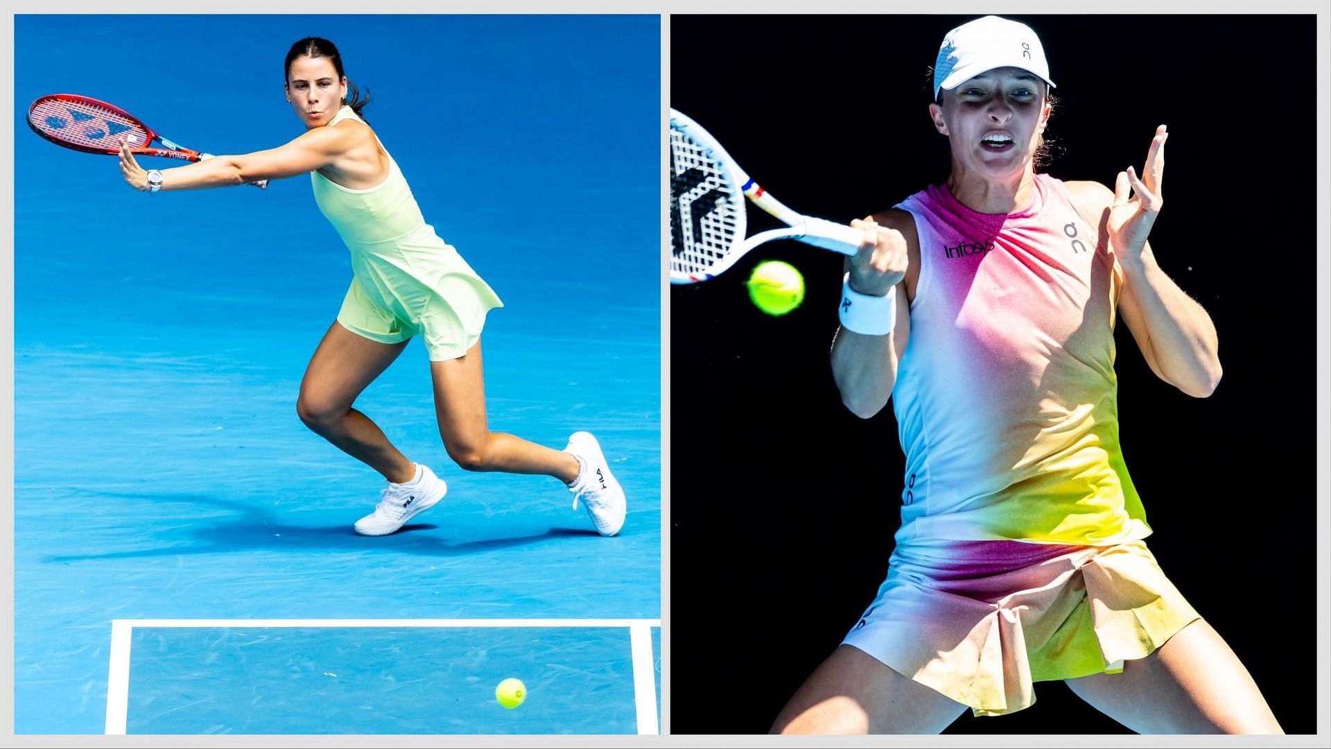 Emma Navarro (L) and Iga Swiatek (R) engaged in double bounce controvesry at the Australian Open, (Source: Getty Images)