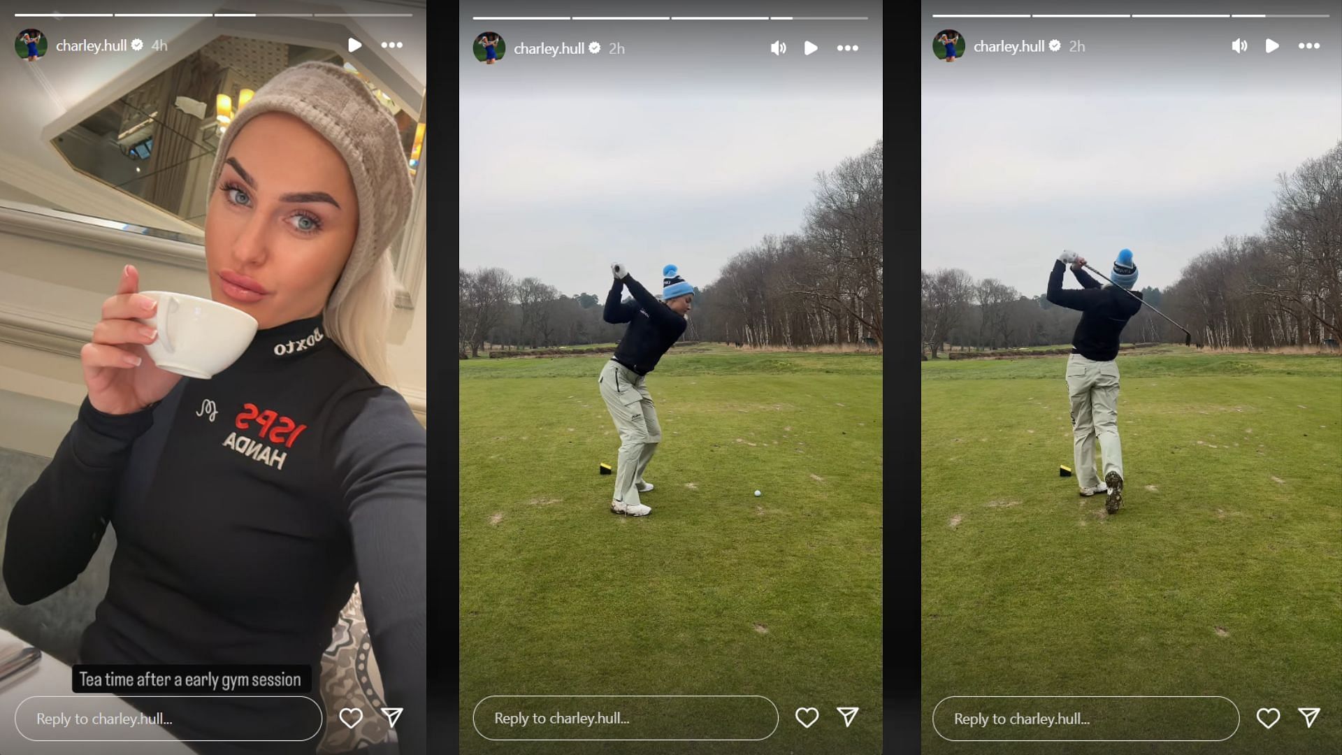 Screenshots of Charley Hull&#039;s Instagram Story (Images via @charley.hull/Instagram)