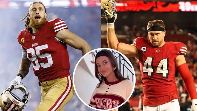 WATCH: Kyle Juszczyk, George Kittle model Kristin Juszczyk's new apparel brand at Niners' season finale