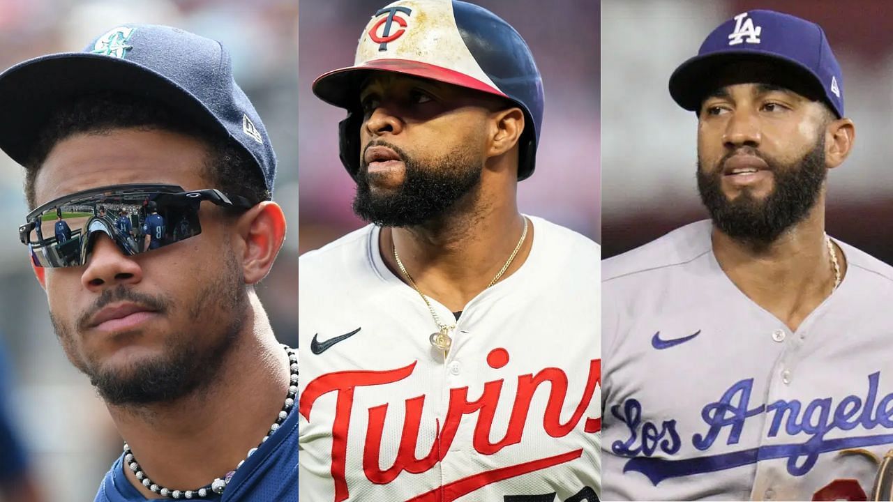 (Left to right) Julio Rodriguez, Carlos Santana and Amed Rosario (Credits: Getty)