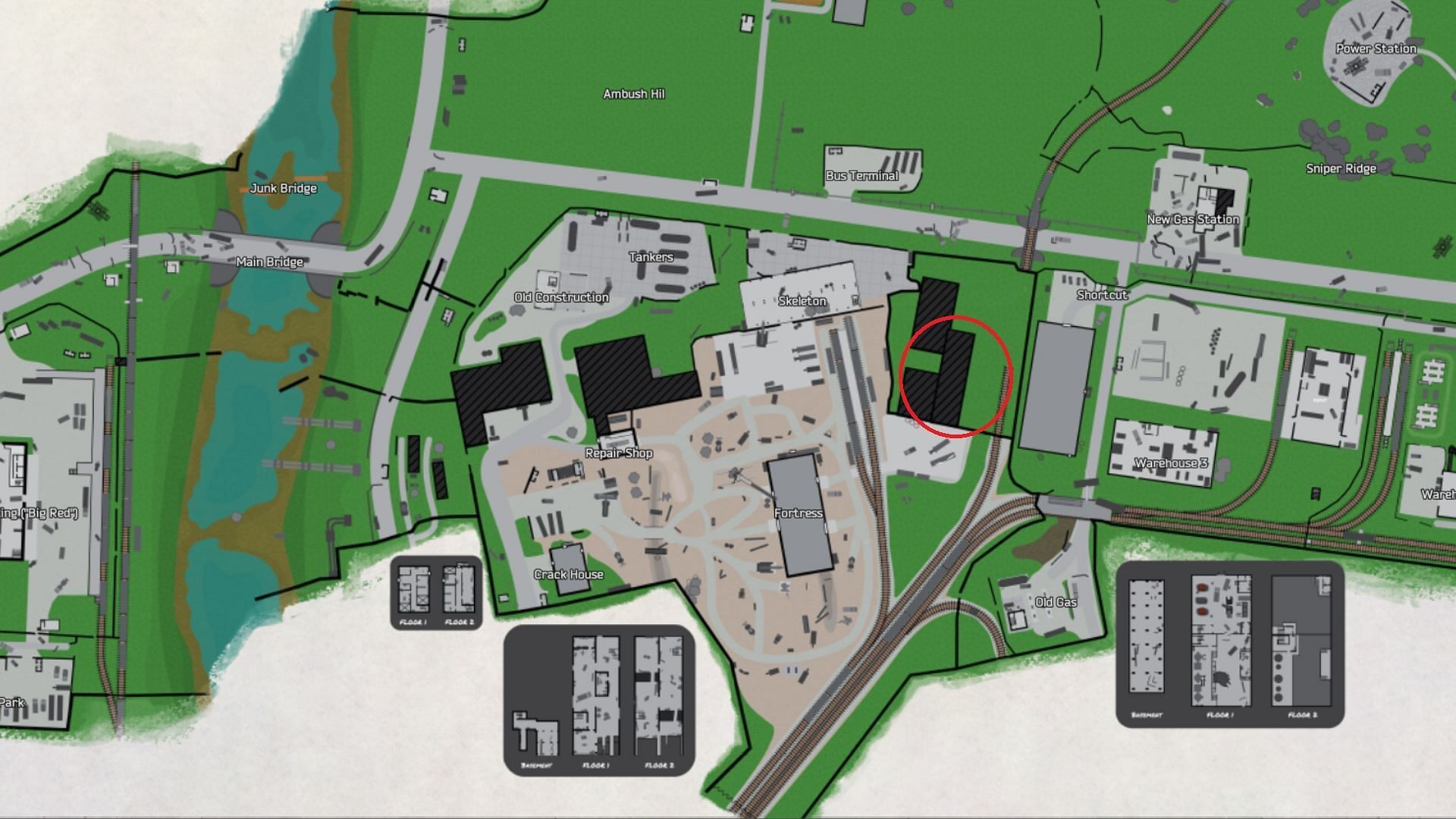 The Industrial Plant location on Customs (Image via Battlestate Games || Map Genie)