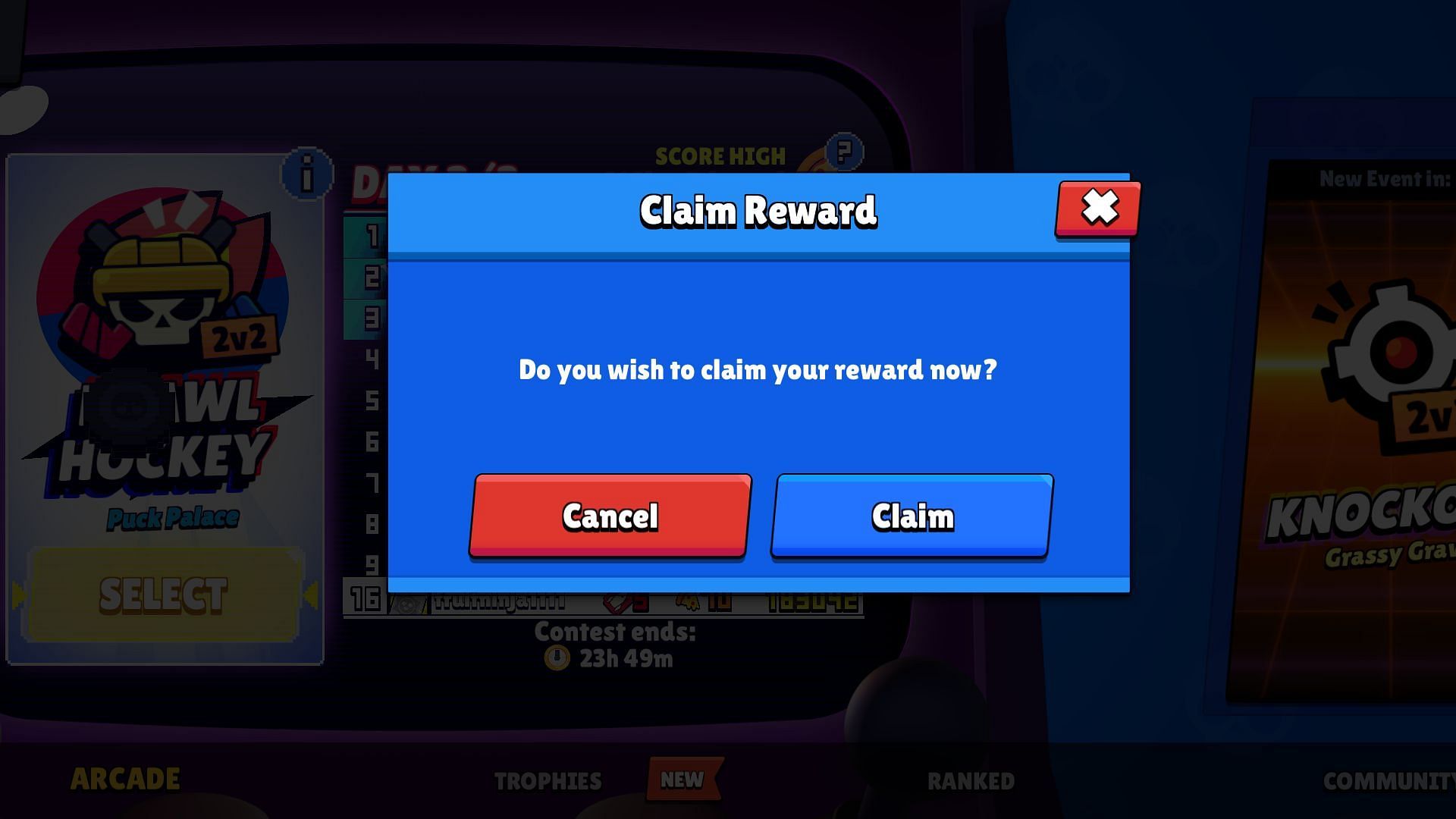 Claim reward pop-up window (Image via Supercell)