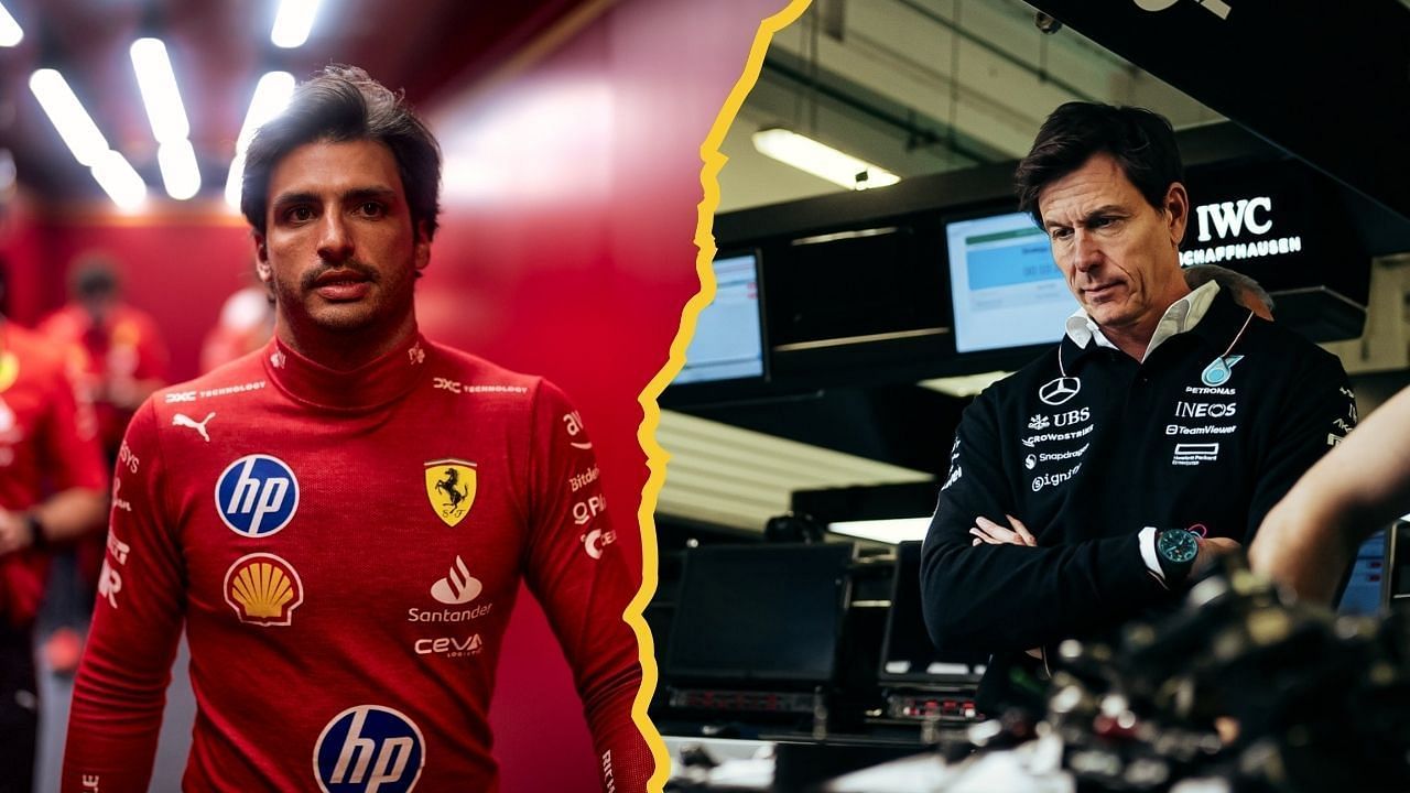 Carlos Sainz and Mercedes team principal Toto Wolff 