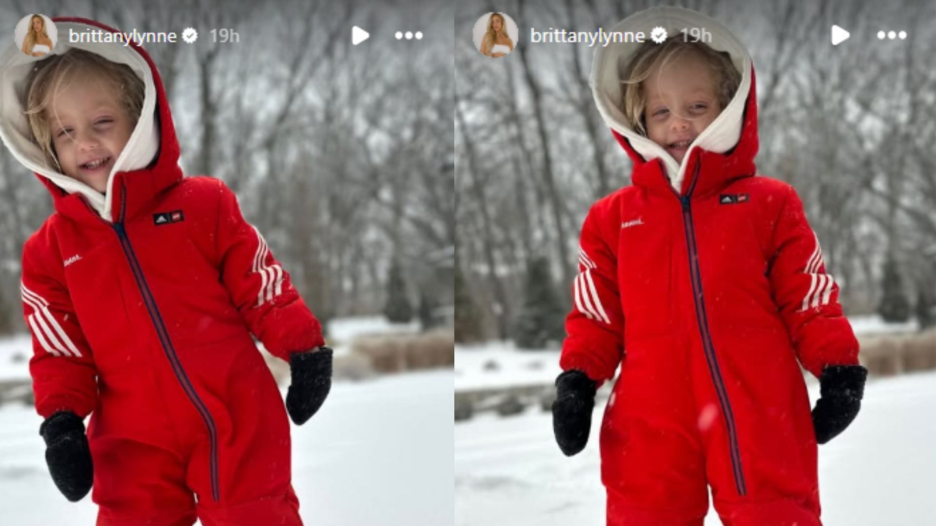 Brittany Mahomes shared photos of her daughter&#039;s snow day. (Photos via Instagram Story)