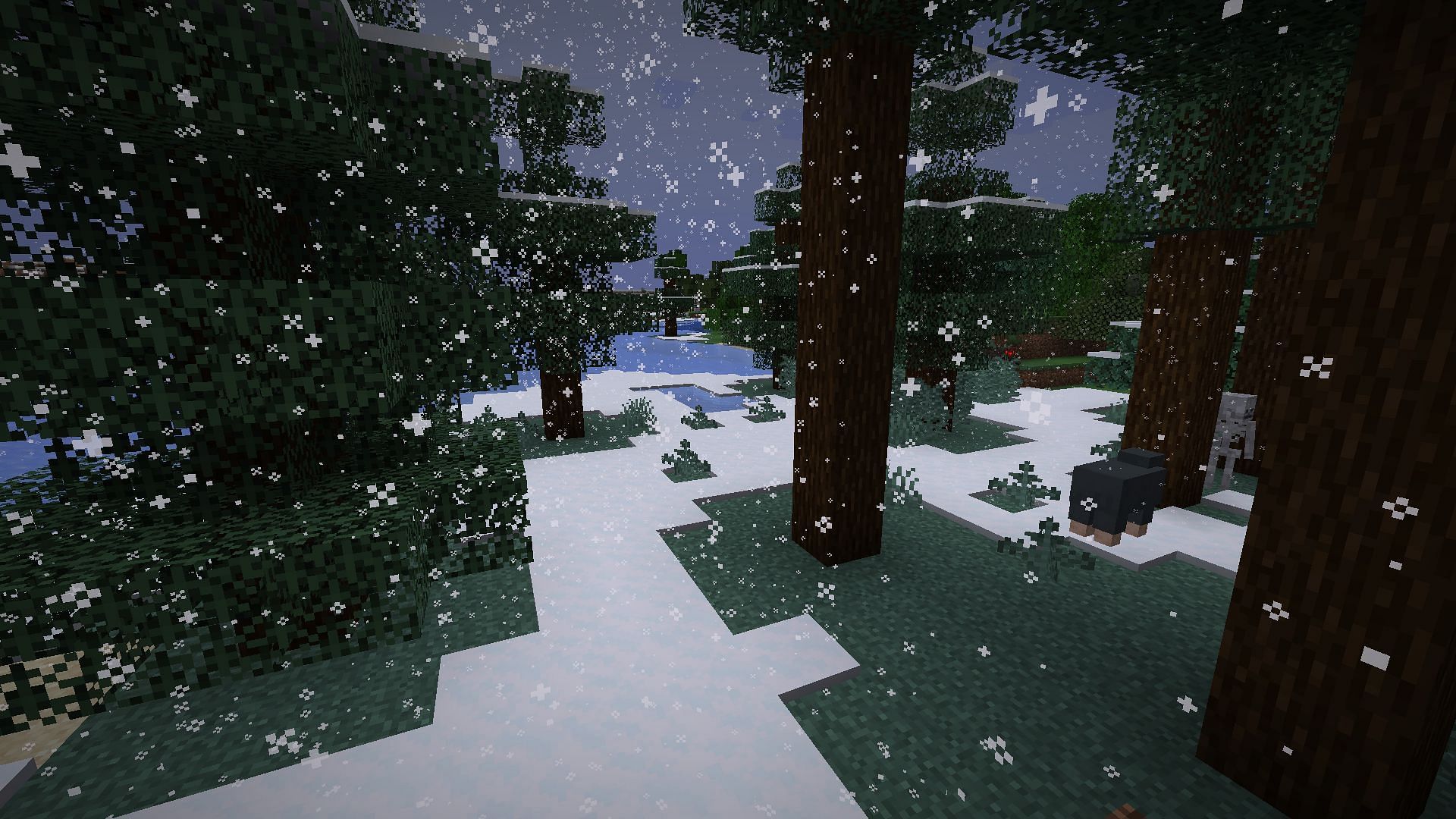 Snowy taiga is a cozy place to build your base in Minecraft (Image via Mojang Studios)