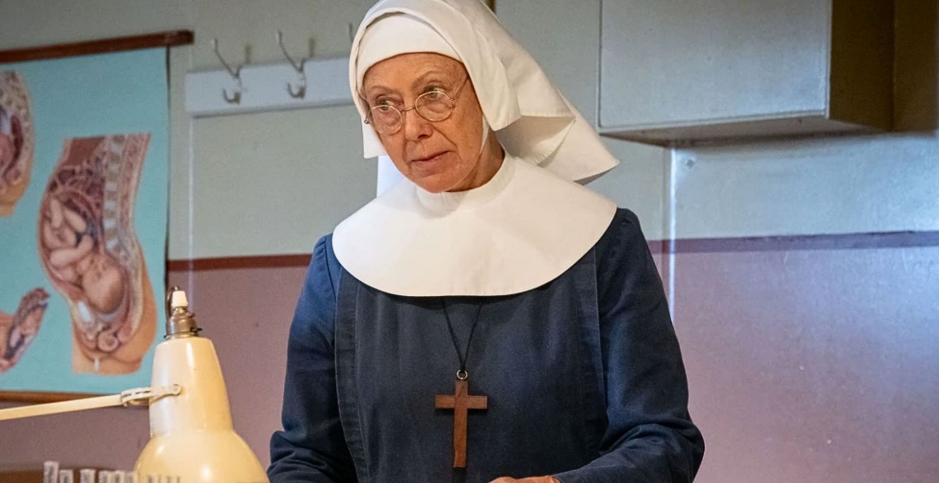 Jenny Agutter plays Sister Julienne in Call the Midwife Christmas Special 2024 (Image via PBS)