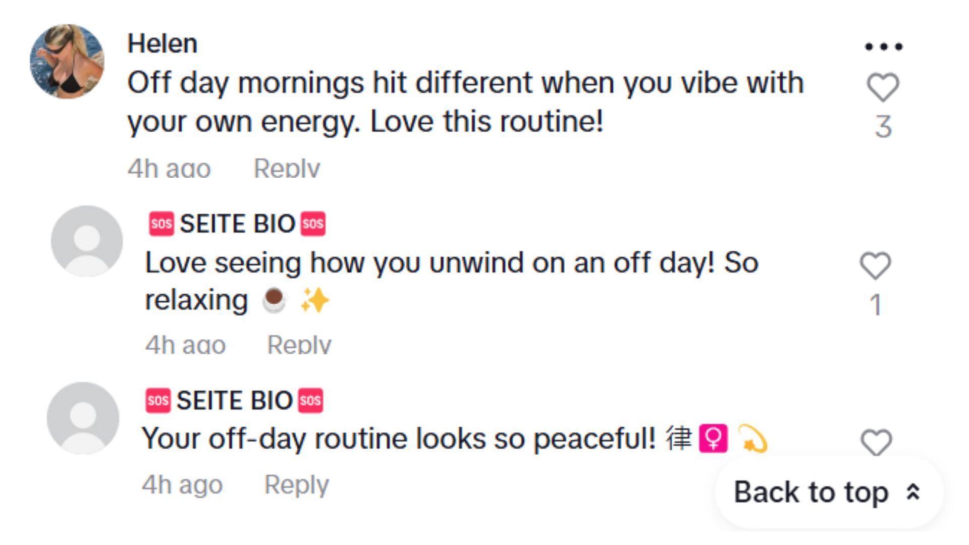 Fans commnets on Haley&#039;s morning routine post (Image via TikTok/cavindertwins)