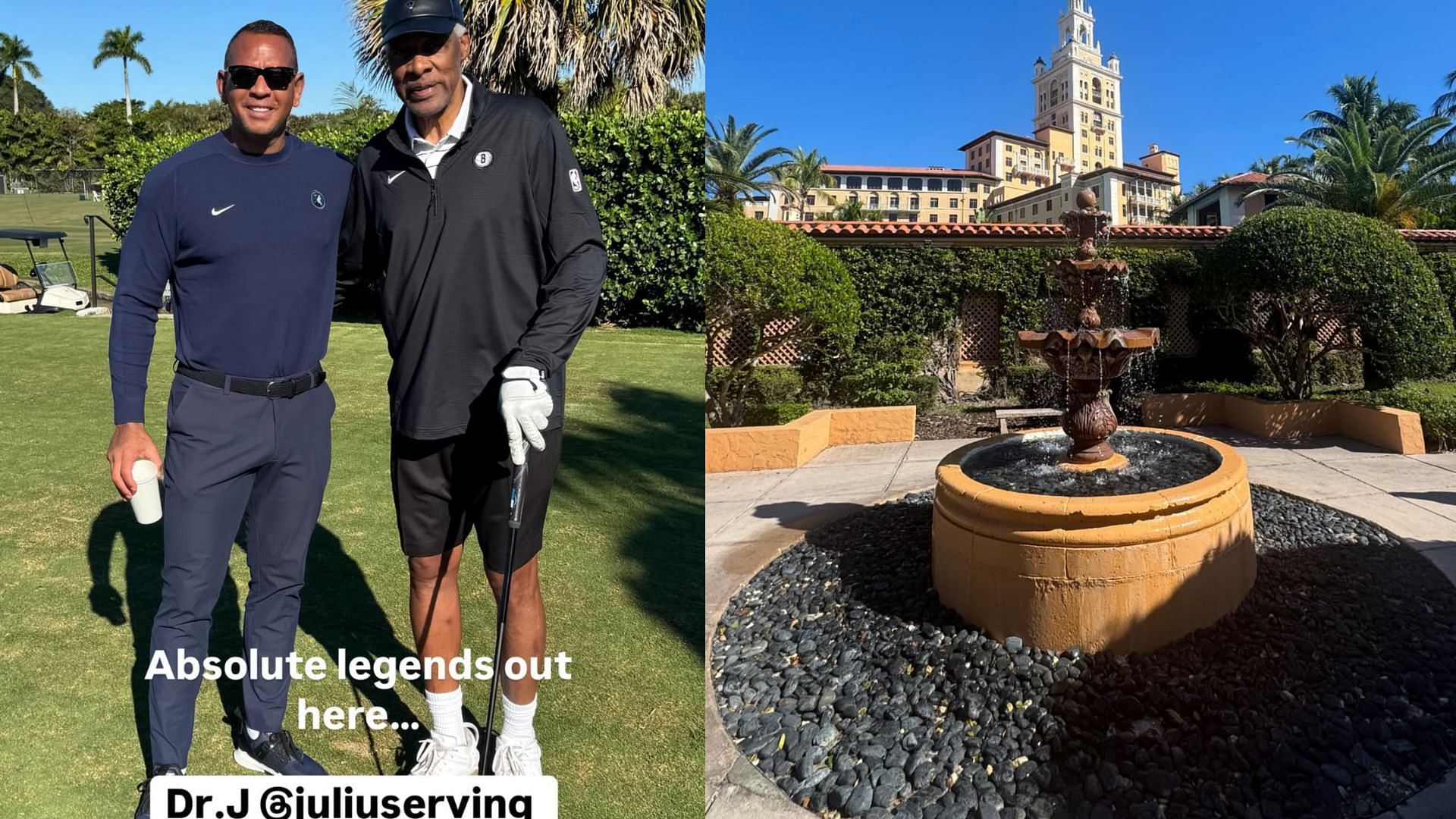 A-Rod posed with NBA legend Julius Erving at the golf tournament (Photo Source: @arod IG)