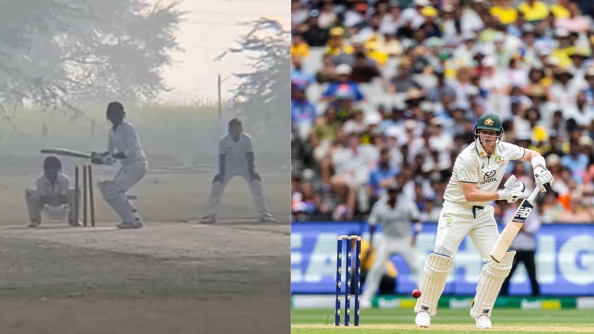स्टीव स्मिथ की तरह बल्लेबाजी करता भारत का एक युवा खिलाड़ी (Photo Credit_X/@mufaddal_vohra, Getty)