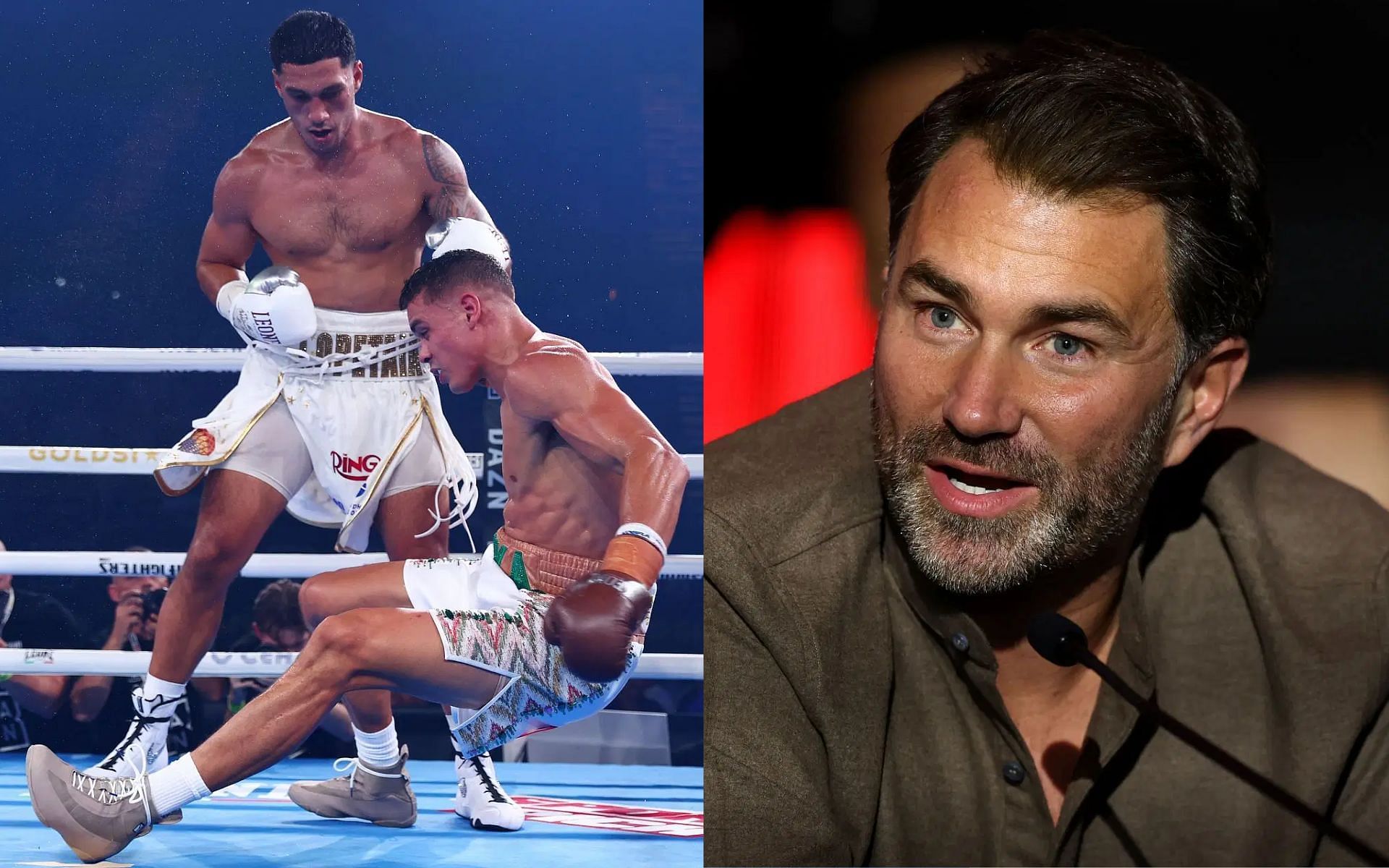 Eddie Hearn (right) left stunned by Jai Opetaia