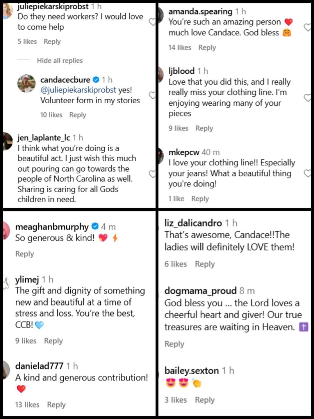 Fans commented on Candace Bure&#039;s post. (Credit: IG/@candacecbure)