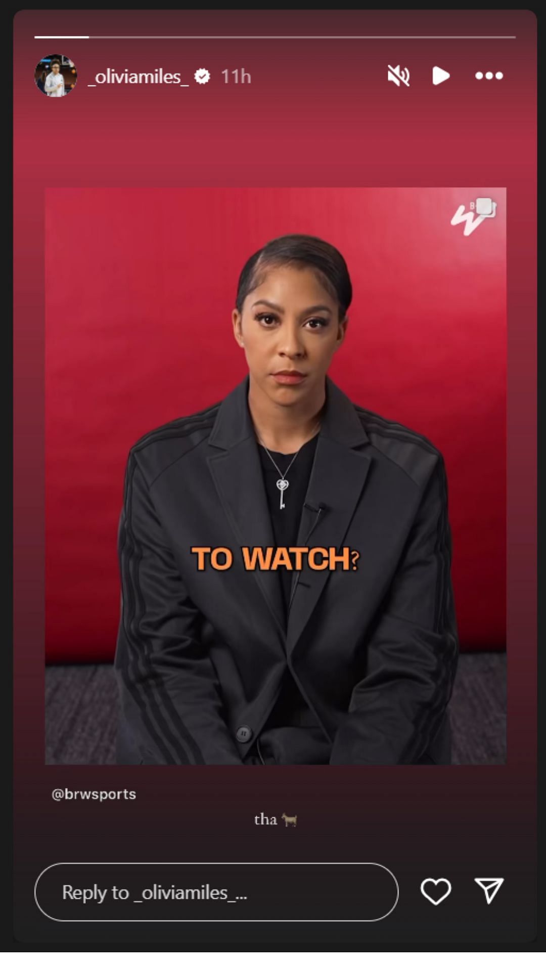 Olivia Miles shares Candace Parker&#039;s video on IG story. Image via @oliviamiles_