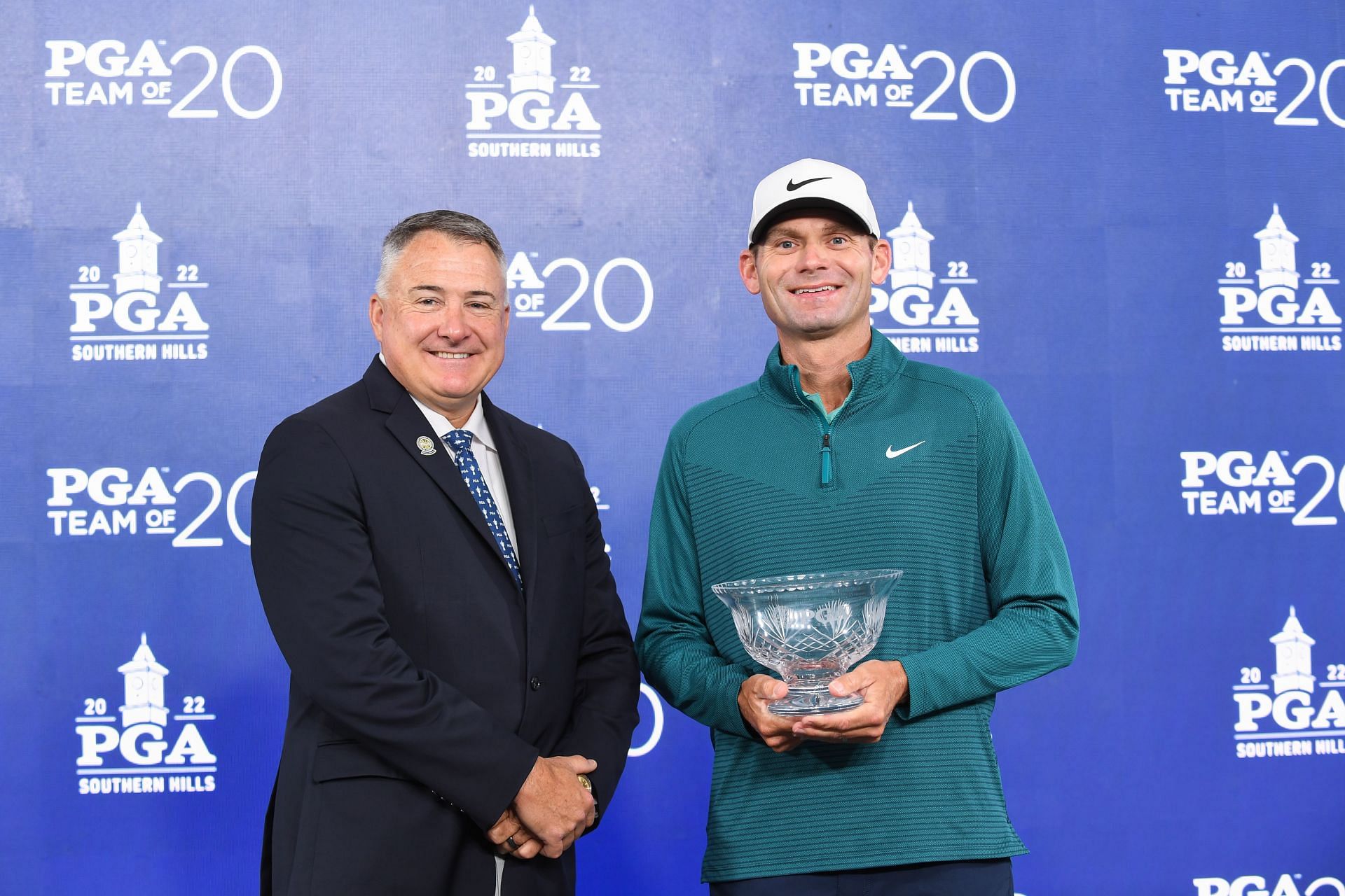  Don Rea Jr. with Matt Borchert of the Team of 20 during the third round of the 2022 PGA Championship - Source: Getty