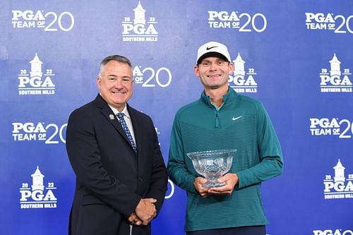  Don Rea Jr. with Matt Borchert of the Team of 20 during the third round of the 2022 PGA Championship - Source: Getty