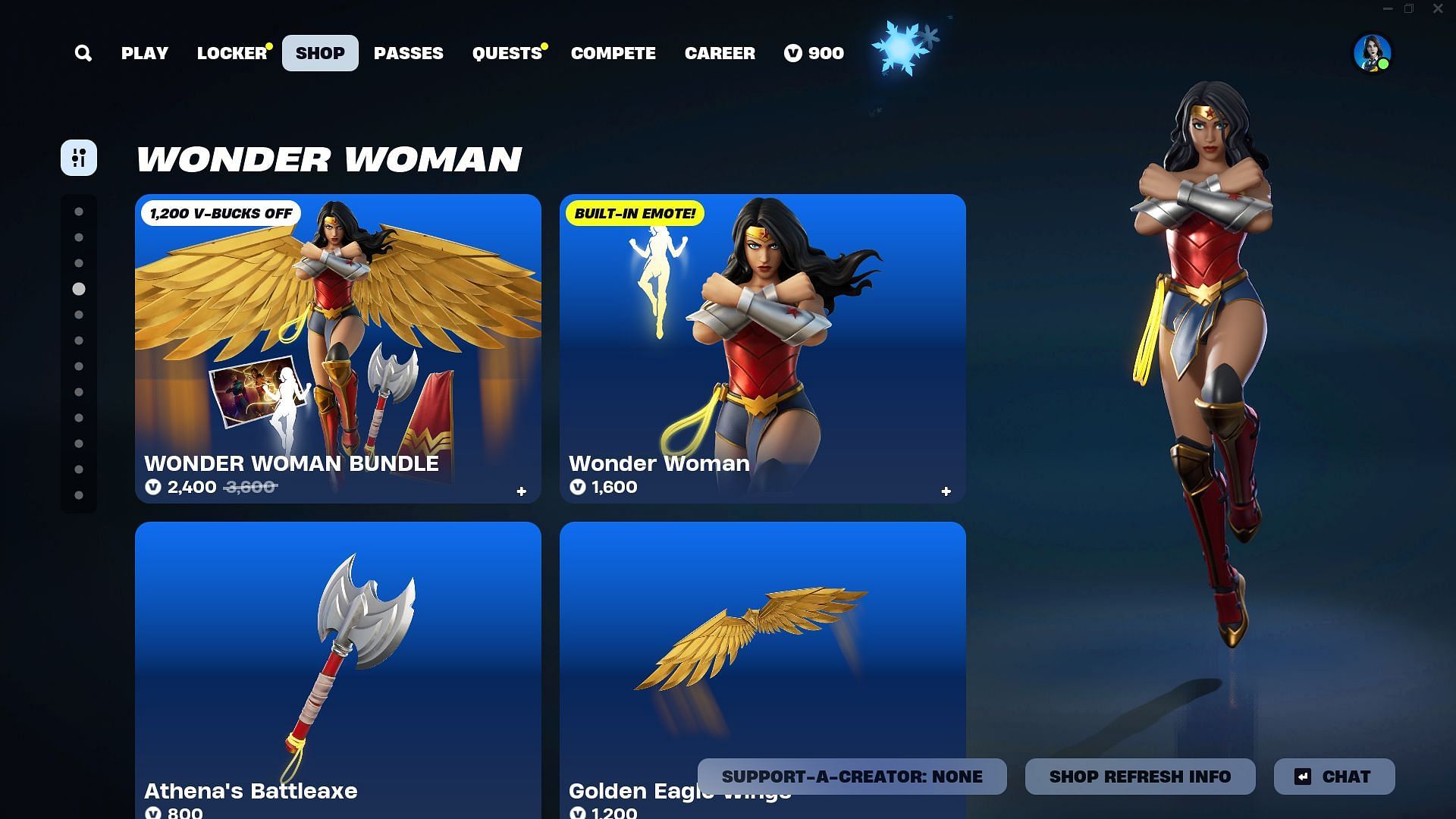 You can now purchase the Wonder Woman skin in Fortnite (Image via Epic Games)