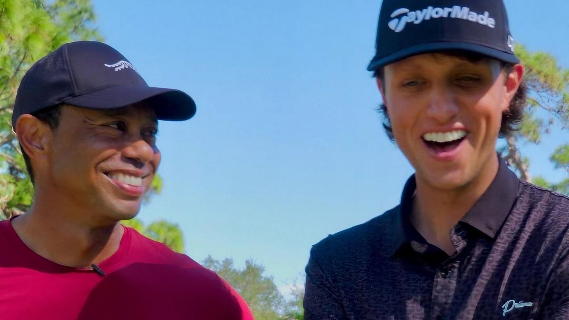 Grant Horvat (L) and Tiger Woods | @granthorvat on Instagram