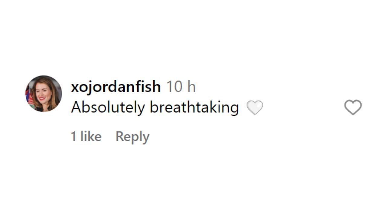 Jordan Fish&#039;s comment under Gianna Blaney&#039;s Instagram post