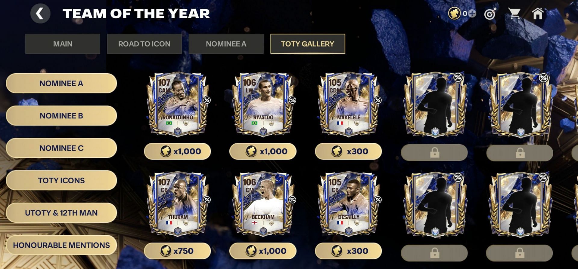 EA FC Mobile TOTY 2025 Week 1 Icons in TOTY Gallery (Image via EA Sports)