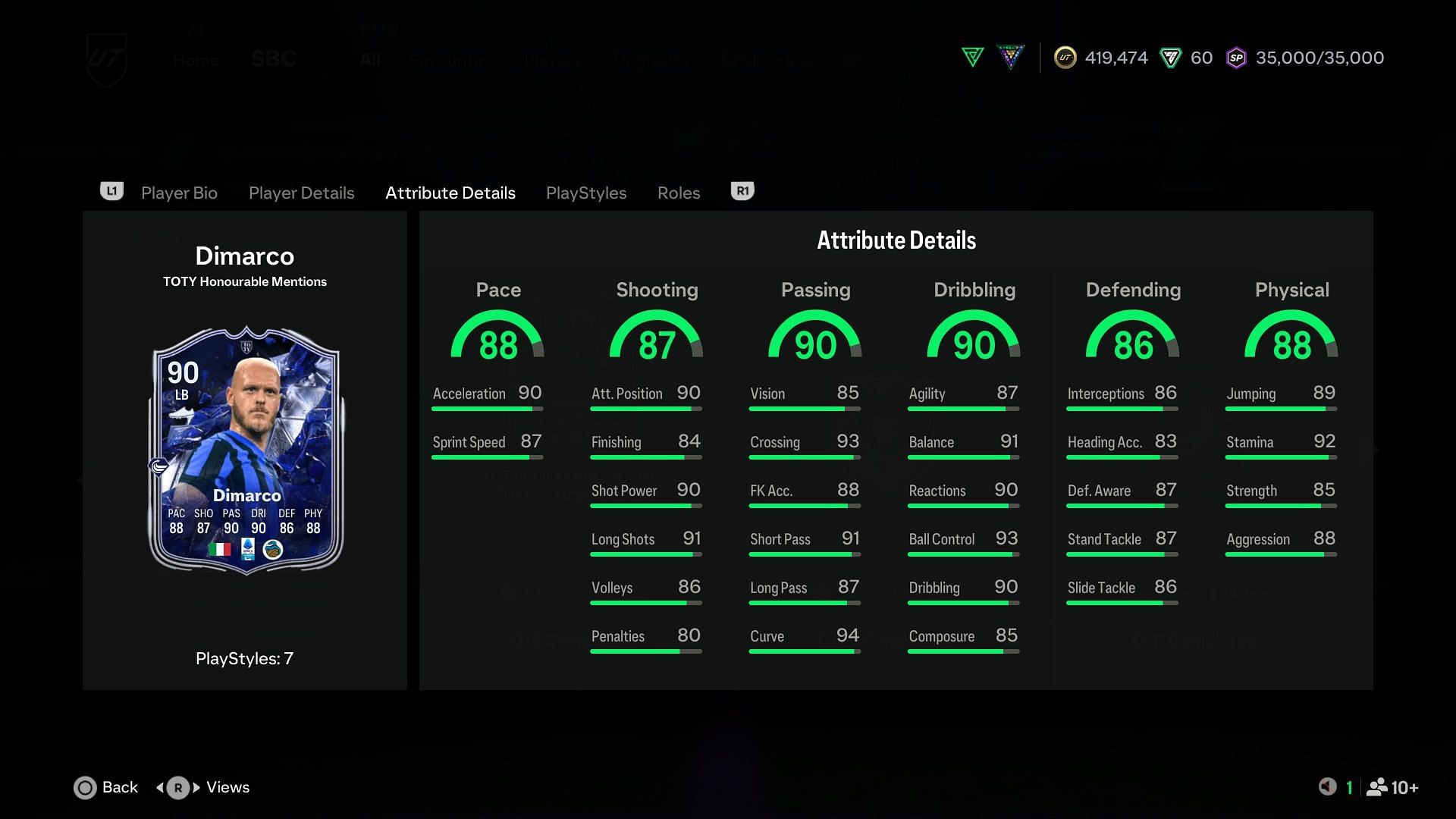 The card has amazing stats (Image via EA Sports)